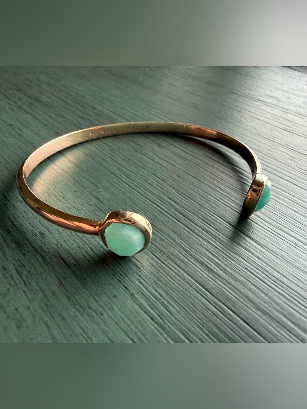 Monica Vinader Siren Thin Cuff Bracelet 18k Rose Gold Vermeil + Amazonite